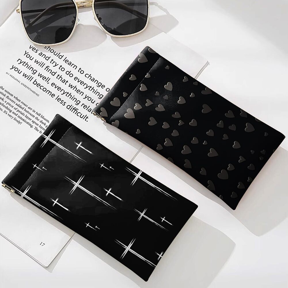 3400 2 PCS Glasses Sunglasses Eyeglass Case Pouch Soft PU Leather Cute - Picture 3 of 7